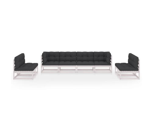 Juego de muebles de jardín 8 pzas y cojines madera pino maciza