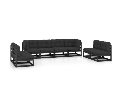 Juego de muebles de jardín 8 pzas y cojines madera pino maciza