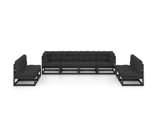 Juego de muebles de jardín 8 pzas y cojines madera pino maciza