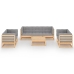 Juego de muebles de jardín 8 pzas y cojines madera pino maciza