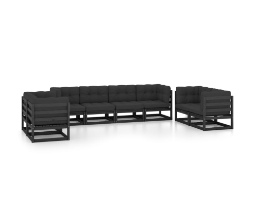 Juego de muebles de jardín 8 pzas y cojines madera pino maciza