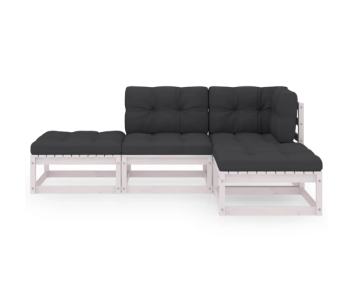 Juego de muebles de jardín 4 pzas y cojines madera pino maciza