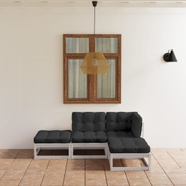 Juego de muebles de jardín 4 pzas y cojines madera pino maciza