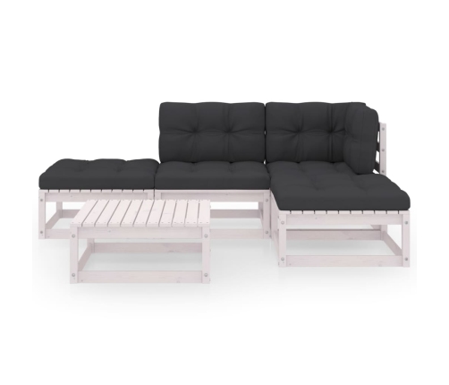 Juego de muebles de jardín 5 pzas y cojines madera pino maciza