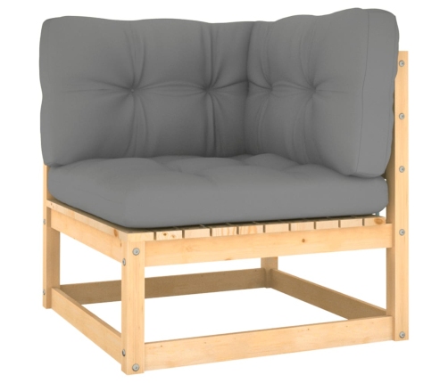 Juego de muebles de jardín 5 pzas y cojines madera pino maciza