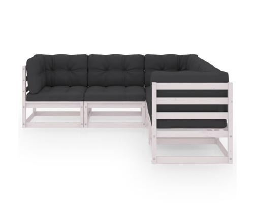 Juego de muebles de jardín 5 pzas y cojines madera pino maciza