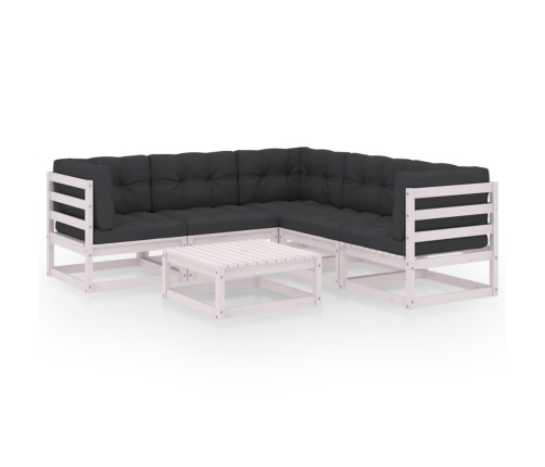 Muebles de jardín 6 piezas con cojines de madera de pino maciza