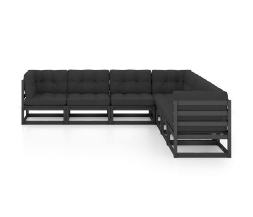 Juego de muebles de jardín 7 pzas y cojines madera maciza pino