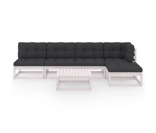 Muebles de jardín 6 piezas con cojines de madera de pino maciza