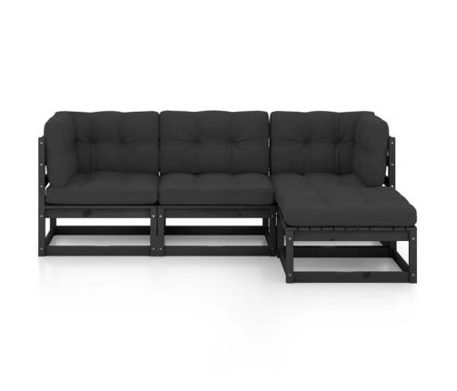 Juego de muebles de jardín 4 pzas y cojines madera pino maciza