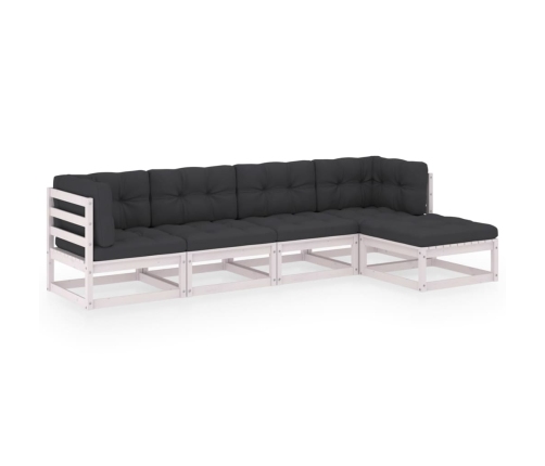 Juego de muebles de jardín 5 pzas y cojines madera pino maciza