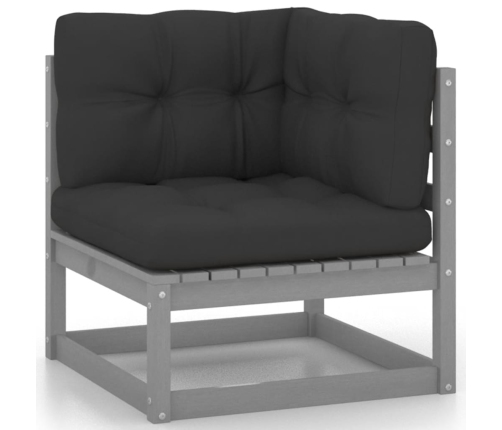 Juego de muebles de jardín 5 pzas y cojines madera pino maciza