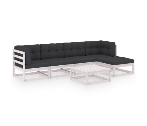 Muebles de jardín 6 piezas con cojines de madera de pino maciza