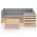 Juego de muebles de jardín 5 pzas y cojines madera pino maciza