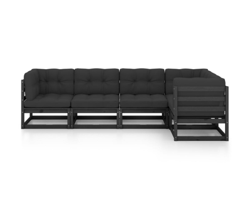 Juego de muebles de jardín 5 pzas y cojines madera pino maciza