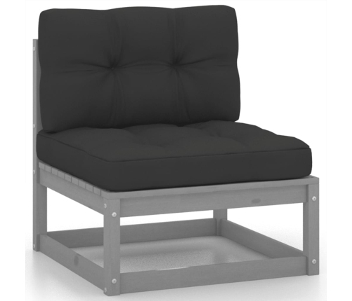 Juego de muebles de jardín 6 pzas y cojines madera pino maciza