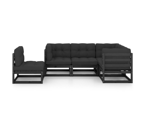 Juego de muebles de jardín 5 pzas y cojines madera pino maciza