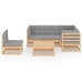 Muebles de jardín 6 piezas con cojines de madera de pino maciza