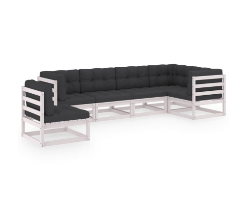 Muebles de jardín 6 piezas con cojines de madera de pino maciza