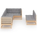 Juego de muebles de jardín 7 pzas y cojines madera maciza pino