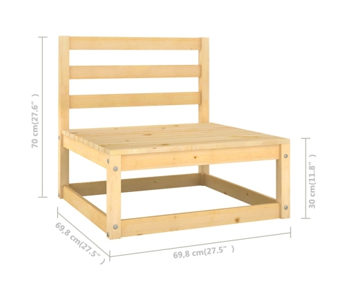 Juego de muebles de jardín 7 pzas y cojines madera maciza pino