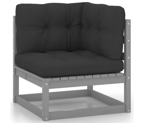 Juego de muebles de jardín 7 pzas y cojines madera maciza pino