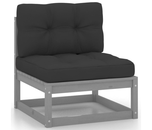 Juego de muebles de jardín 7 pzas y cojines madera maciza pino