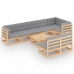 Juego de muebles de jardín 9 pzas y cojines madera maciza pino