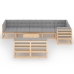 Juego de muebles de jardín 9 pzas y cojines madera maciza pino