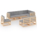 Muebles de jardín 8 pzas y cojines madera maciza pino