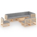Juego de muebles de jardín 10 pzas y cojines madera maciza pino