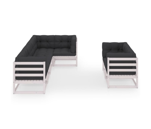 Juego de muebles de jardín 7 pzas y cojines madera maciza pino
