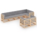 Muebles de jardín 8 pzas y cojines madera maciza pino