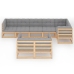 Muebles de jardín 8 pzas y cojines madera maciza pino