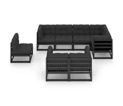Muebles de jardín 8 pzas y cojines madera maciza pino