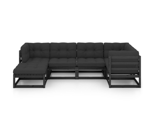 Juego de muebles de jardín 6 pzas y cojines madera maciza pino