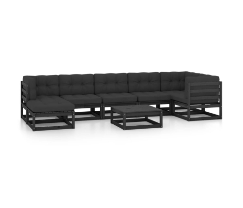 Muebles de jardín 8 pzas y cojines madera maciza pino