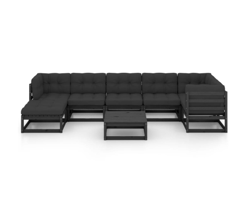Muebles de jardín 8 pzas y cojines madera maciza pino