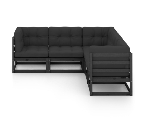 Juego de muebles de jardín 5 pzas y cojines madera maciza pino