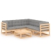 Juego de muebles de jardín 6 pzas y cojines madera maciza pino