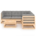 Juego de muebles de jardín 6 pzas y cojines madera maciza pino