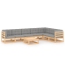 Muebles de jardín 8 pzas y cojines madera maciza pino