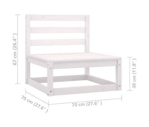 Set muebles jardín 7 pzas con cojines madera maciza pino blanco