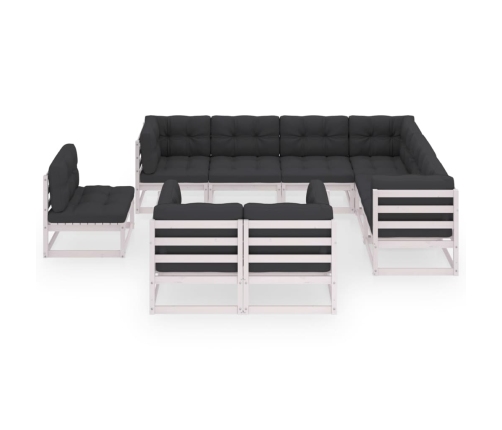 Set de muebles de jardín 9 pzas con cojines madera pino blanco
