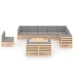 Juego de muebles de jardín 11 pzas y cojines madera maciza pino