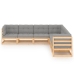 Juego de muebles de jardín 7 pzas y cojines madera maciza pino