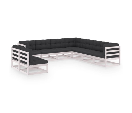 Set de muebles de jardín 9 pzas con cojines madera pino blanco