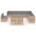 Juego de muebles de jardín 12 pzas y cojines madera maciza pino