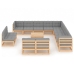 Juego de muebles de jardín 14 pzas y cojines madera maciza pino
