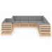 Juego de muebles de jardín 9 pzas y cojines madera maciza pino